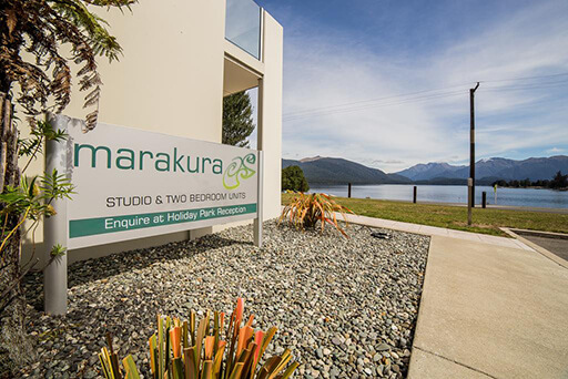 View towards lake from the Marakura Motel units, Te Anau